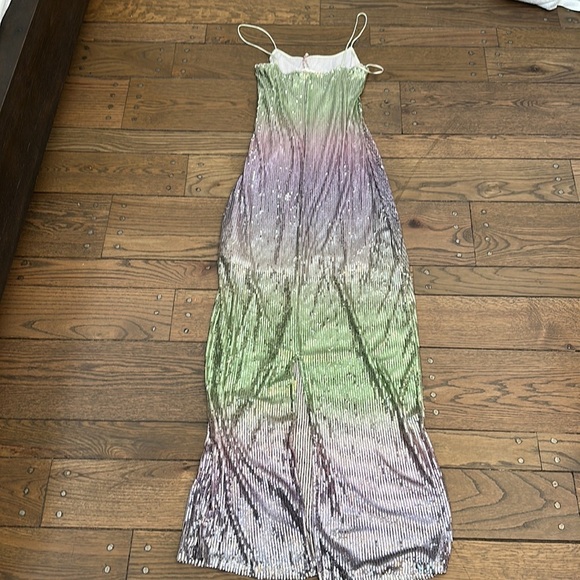 NWT LoveShackFancy Grand Scoop Neck Ombre Sequin Maxi Dress Lilac Leaves Mermaid - Picture 8 of 8